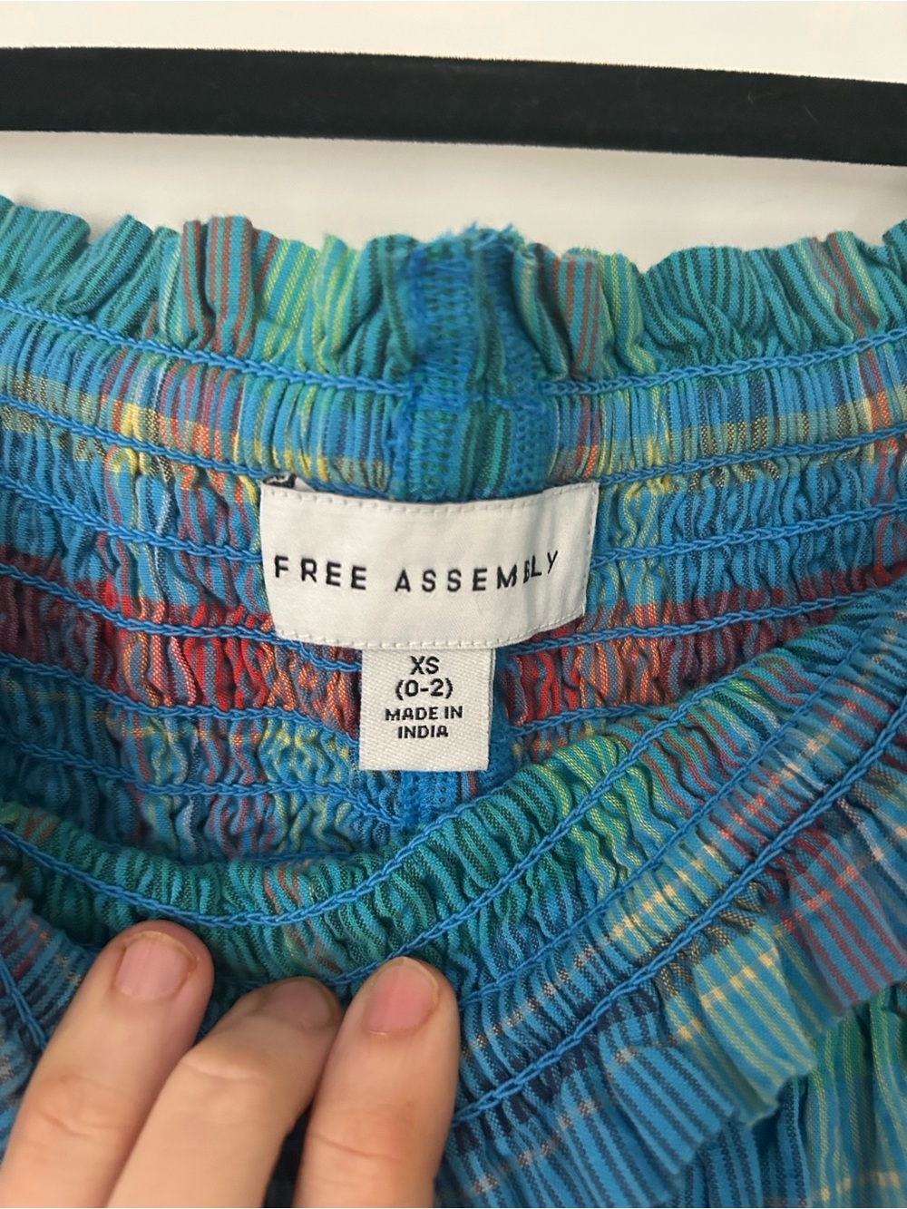 Plaid Midi Skirt in Blue and Teal with Drawstring Waist - Picture 5 of 6